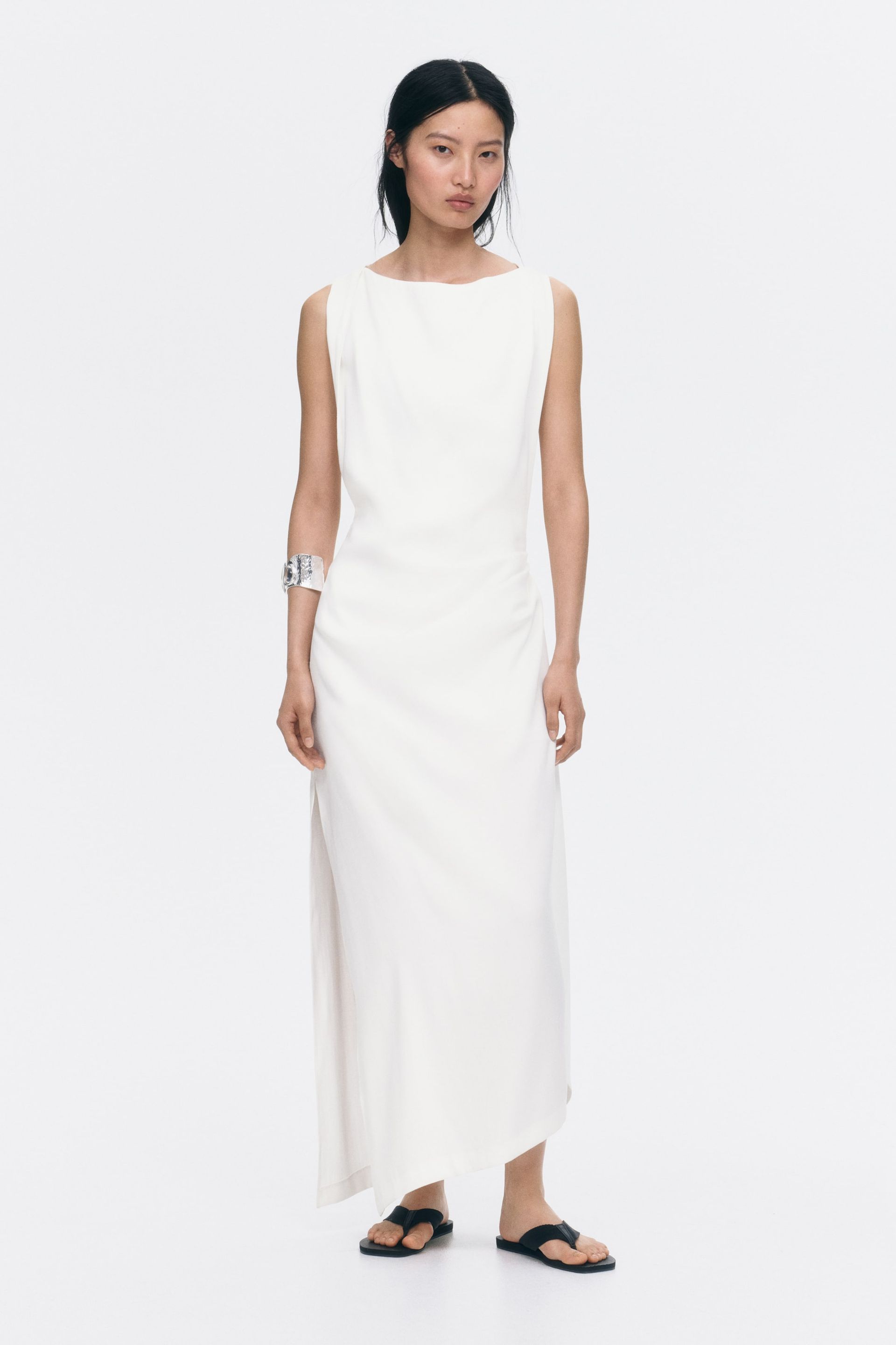 Twist-Detail Twill Dress