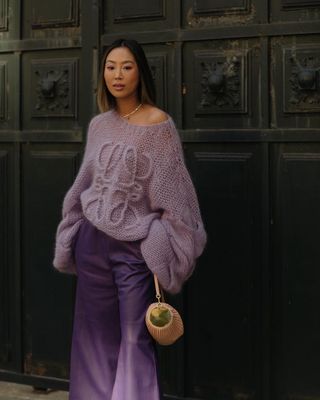 @aimeesong wears a Loewe Bracelet pouch