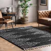 Rugs USA, Black Moroccan Diamond Pinstripes Tassel Area Rug | $49.80-$513