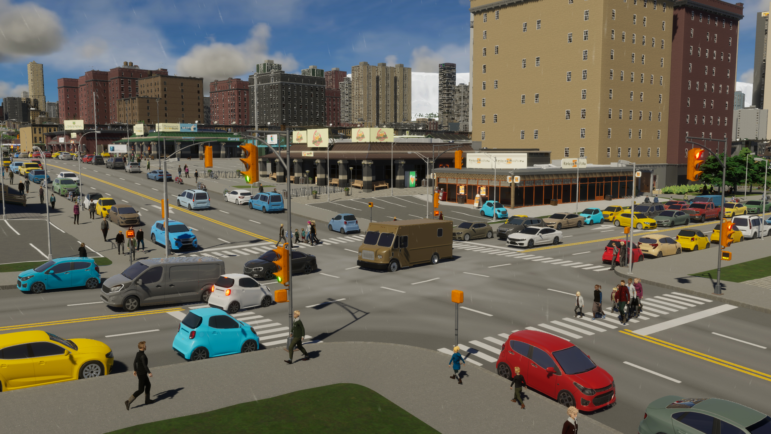 A road intersection in Cities: Skylines 2