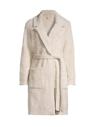 CozyChic Teddy Coat by barefoot dreams in front of a plain backdrop