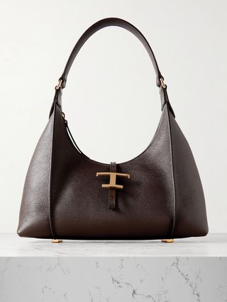 T Timeless Small Textured-Leather Shoulder Bag