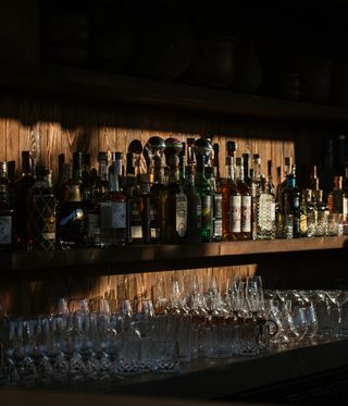 bottles behind bar at Maine Ibiza