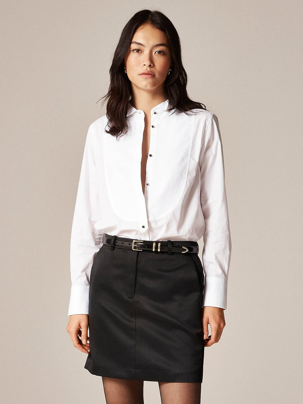 Jules Tuxedo Shirt in Cotton Poplin