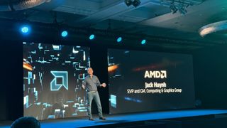 AMD SVP and GM of Computing and Gaming, Jack Hyunh, gives a press conference at Computex 2025 in Taipei.