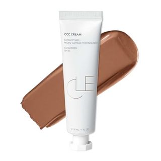 Cle Cosmetics Ccc Cream with a swatch behind it on a white background