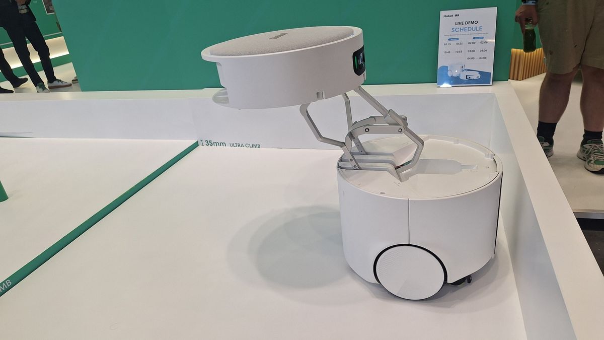 iRobot Roomba Duo robot vacuum being demoed at IFA