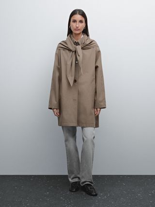 Trench Coat With Detachable Scarf Detail