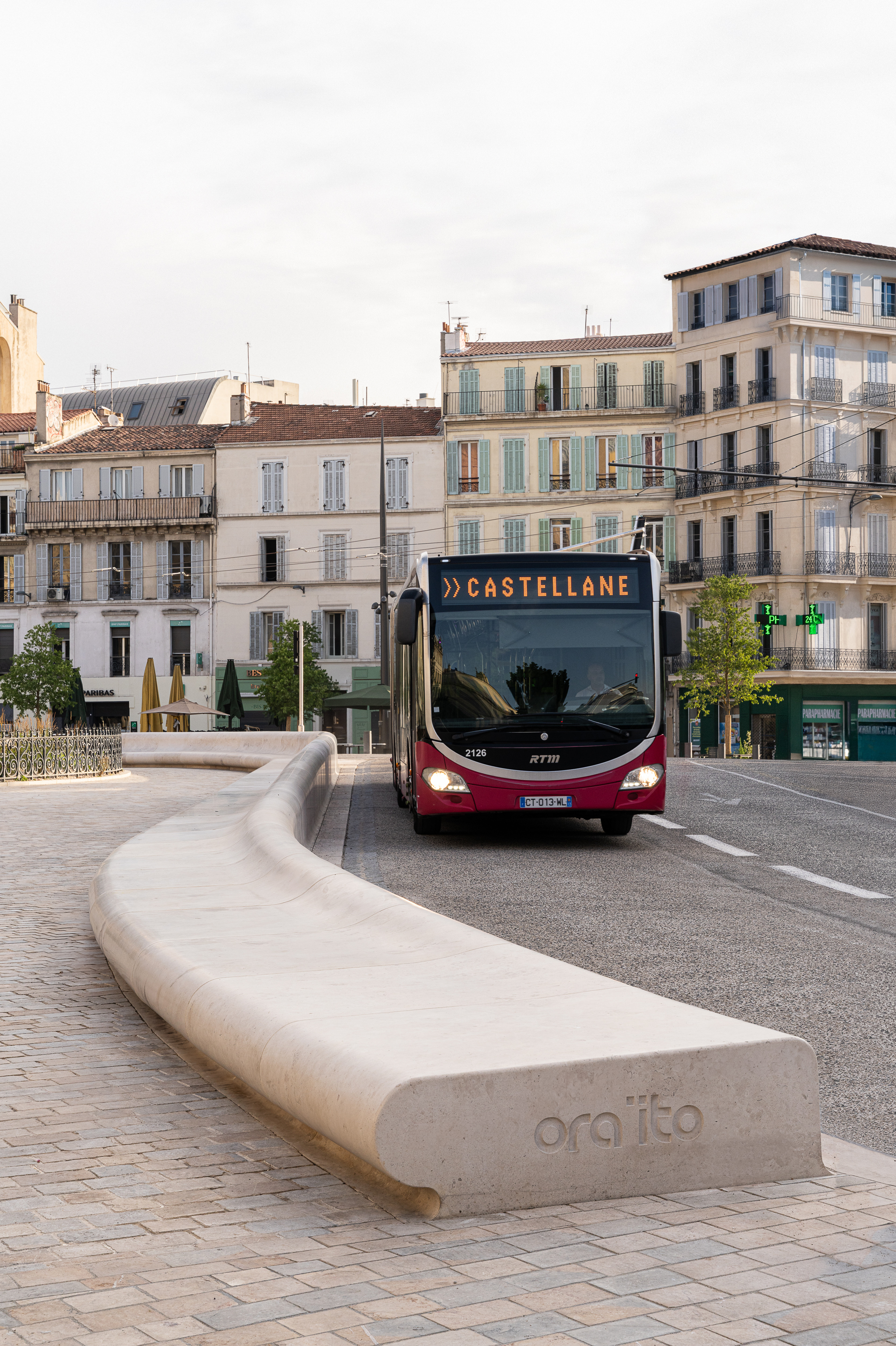 Place Castellane includes a new 102m-long limestone bench, La Paupi&amp;egrave;re