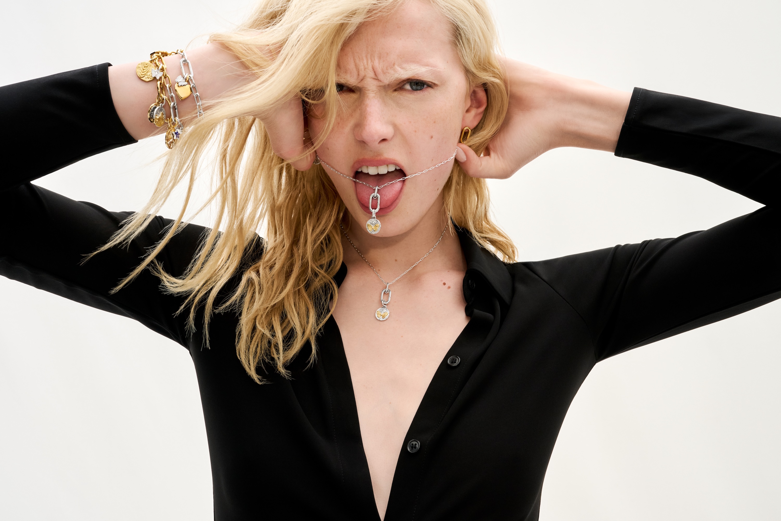 Alex Consani in Pandora's Talisman 2026 collection campaign.