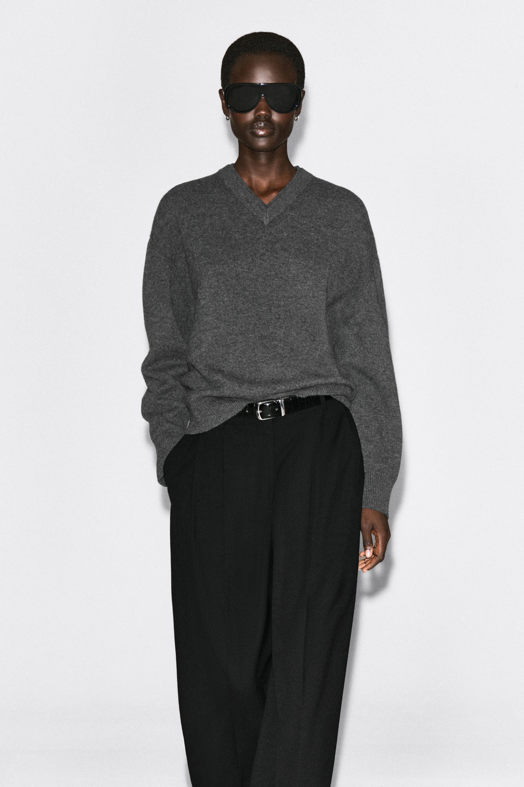 Merino Wool Layered V-Neck Jumper