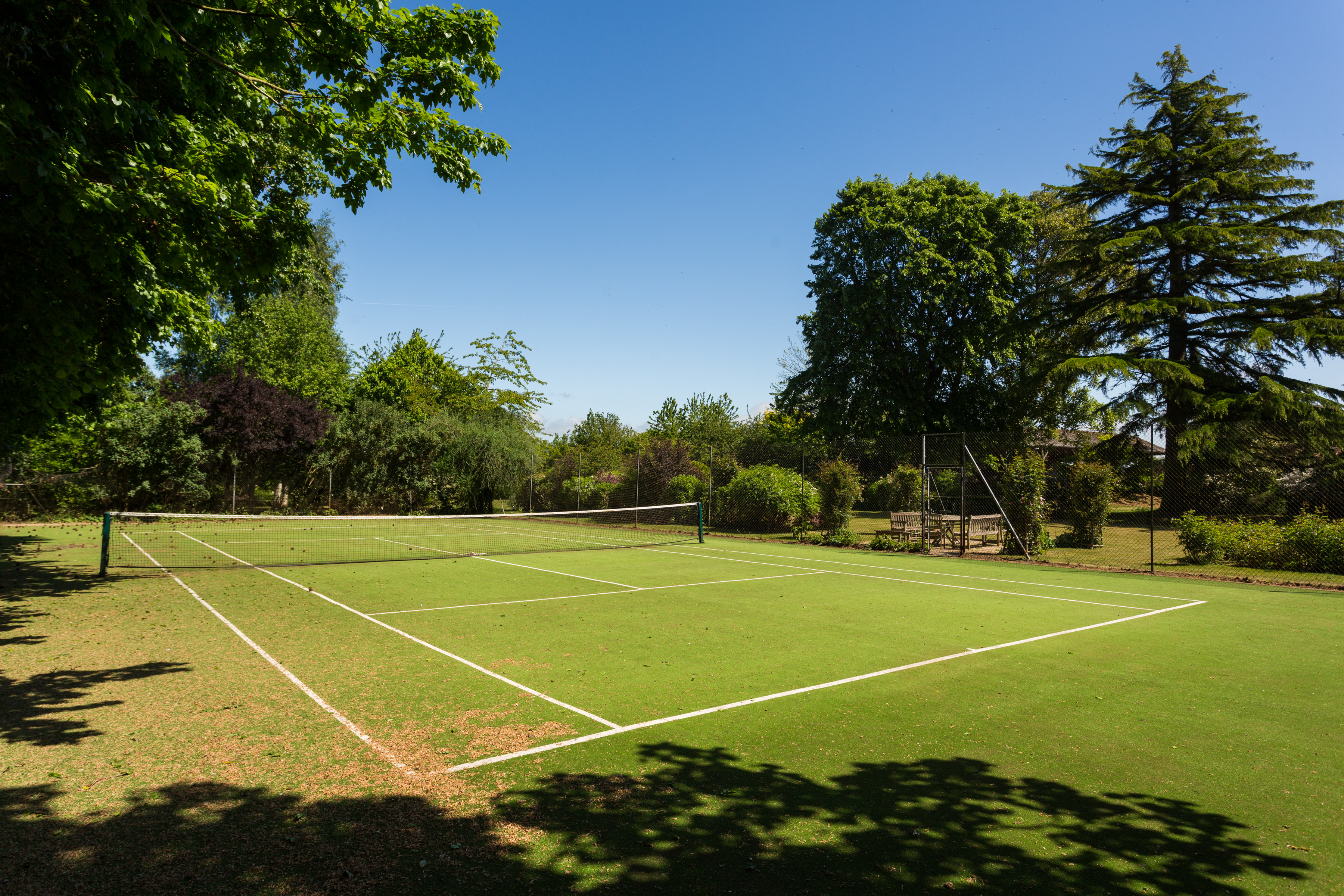 The grass tennis court of Aldborough Grange. Pristine.