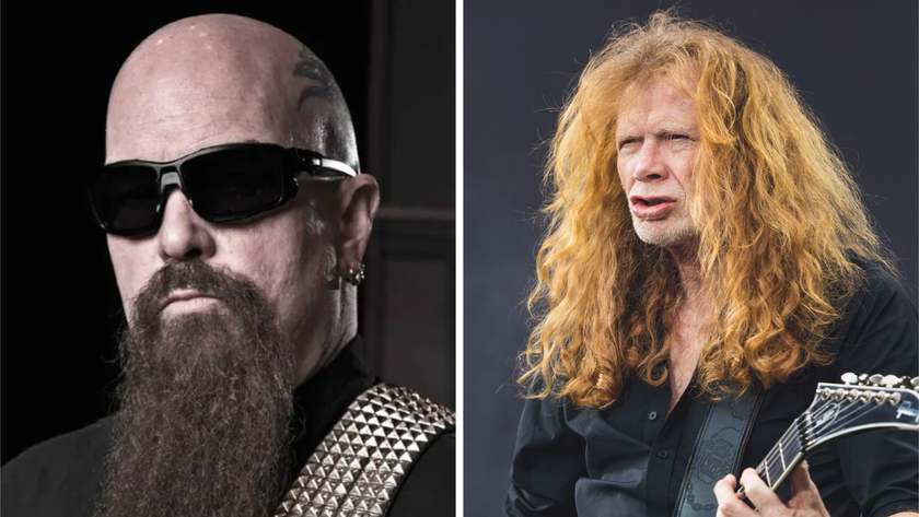 Kerry King in 2023 and Dave Mustaine onstage with Megadeth in 2024