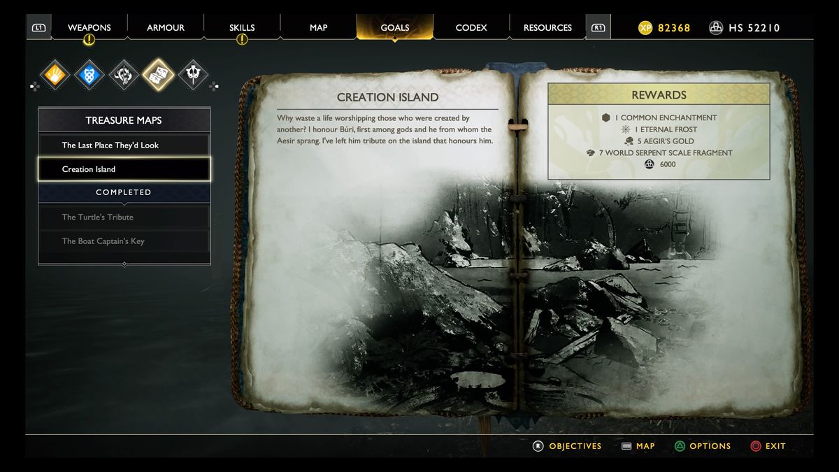 God of War treasure map locations