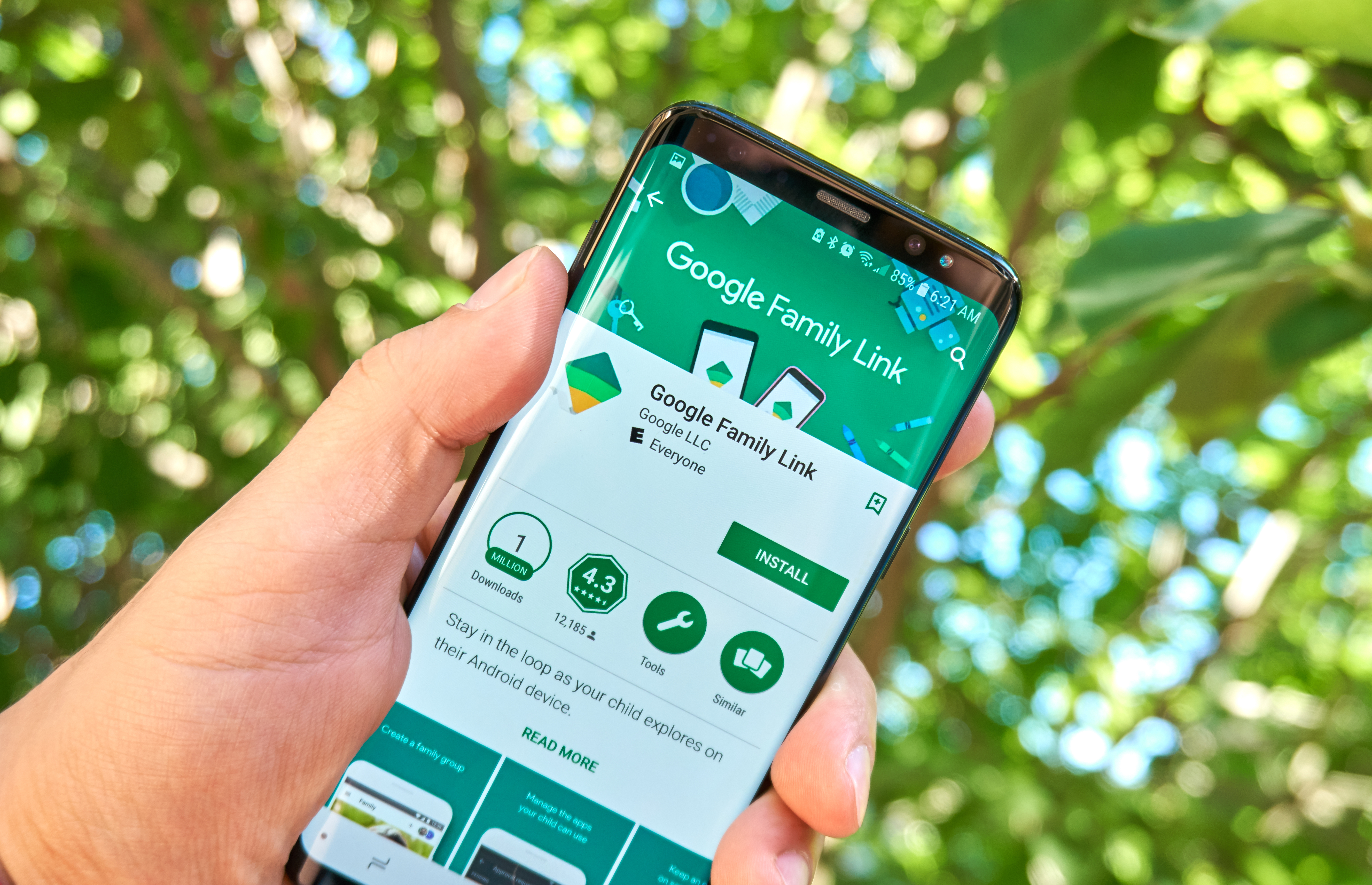 Google Family Link android app on Samsung s8 screen.