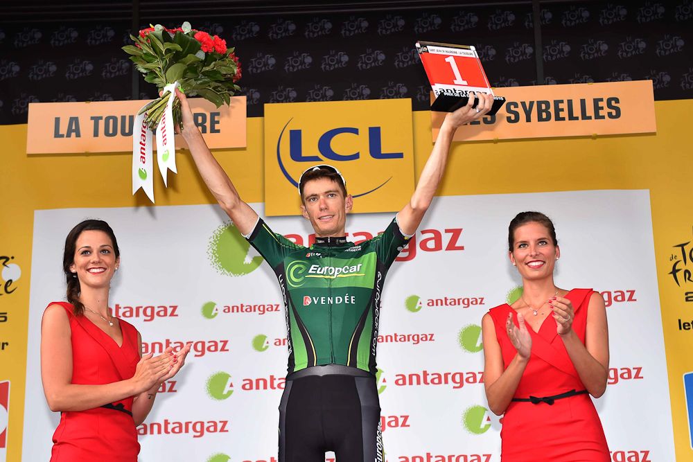 Pierre Rolland with the stage 19 most combative prize