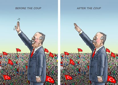 Political cartoon World Erdogan Turkey before after coup