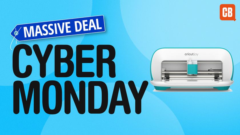 Cyber Monday massive deal text next to image of Cricut Joy crafting machine