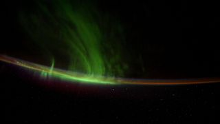 Polar lights seen from the International Space Station in August 2021.