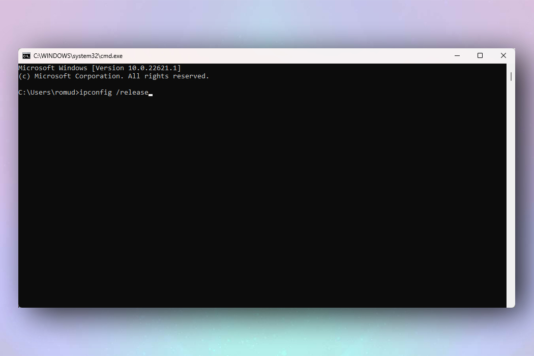 A screenshot showing the Windows command prompt