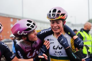 Ruby Roseman-Gannon (Liv-AlUla-Jayco) after winning on stage 4 of the Tour of Britain Women