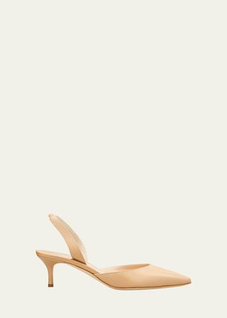 Carolyne Leather Low-Heel Slingback Pump