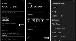Windows Phone native lockscreen settings