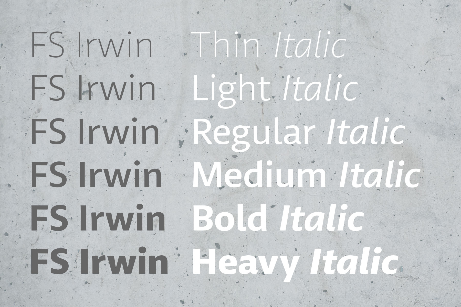 FS Irwin is a clear and versatile, humanist sans serif