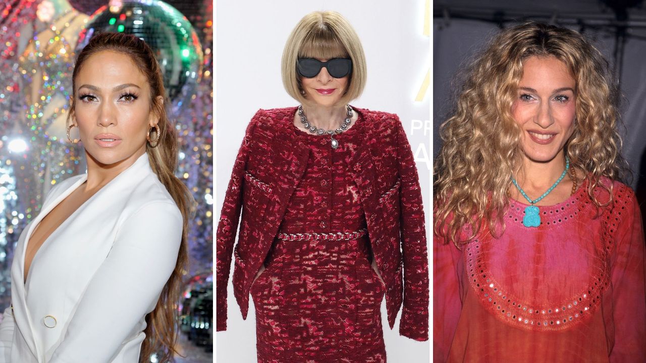 Three celebs who have mastered having a signature look - L-R: Jennifer Lopez, Anna Wintour, Sarah Jessica Parker