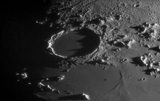 close-up of lunar crater