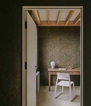 study with cork walls in london house