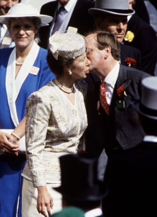 Andrew Parker-bowles Kissing Princess Anne When They Meet At Royal Ascot.