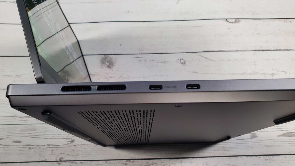 side of black gaming laptop