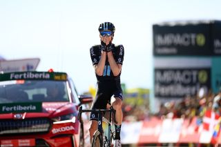 Thymen Arensman celebrates Vuelta a España 2022 stage win