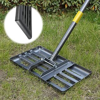 Lawn Leveling Rake With Smooth Edge,heavy Duty 17"x10" Lawn Leveling Rake With 5ft Adjustable Handle for Yard Garden Lawn Leveling, Soil Sand Spreading Dirt Top Dressing, Small Lawn Level Tool