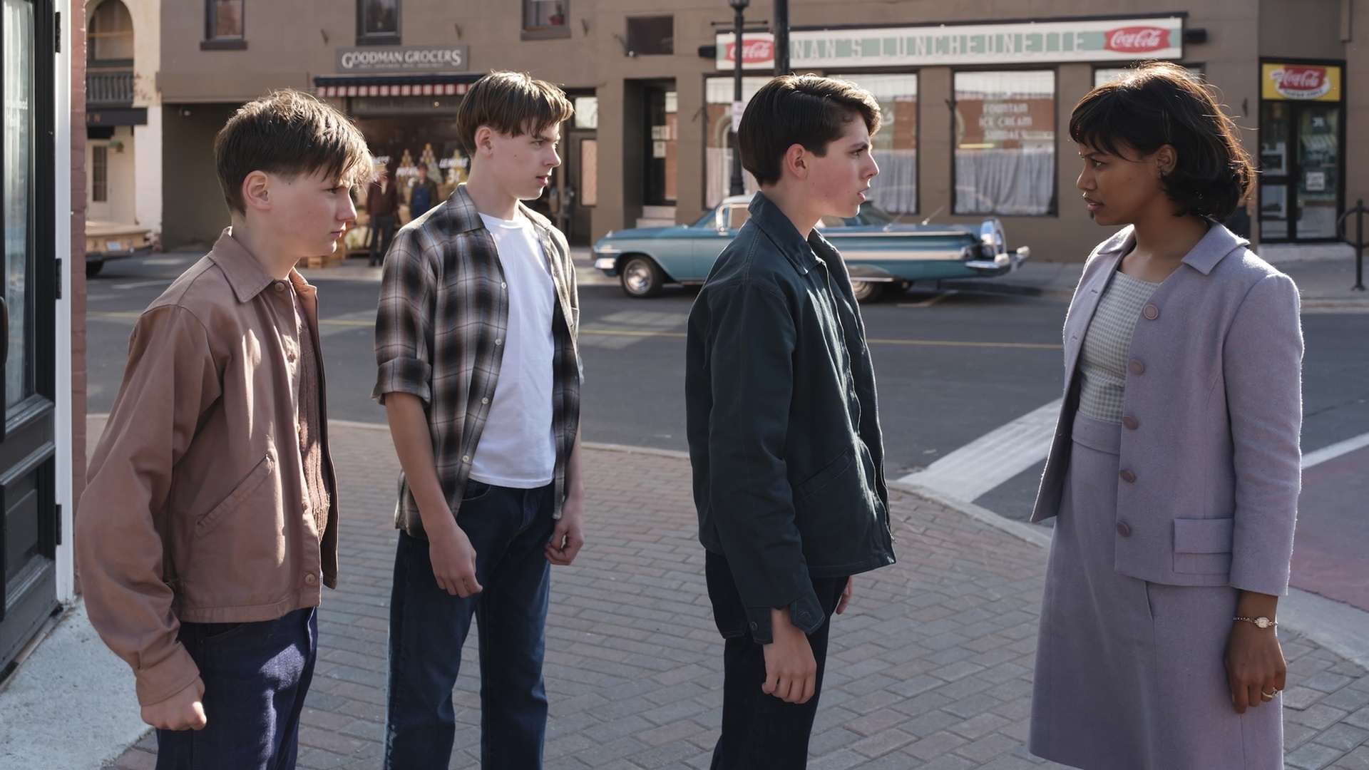 Luke Beattie, Redden Callaghan, Tom Hulshof and Taylour Paige in IT: Weclome to Derry