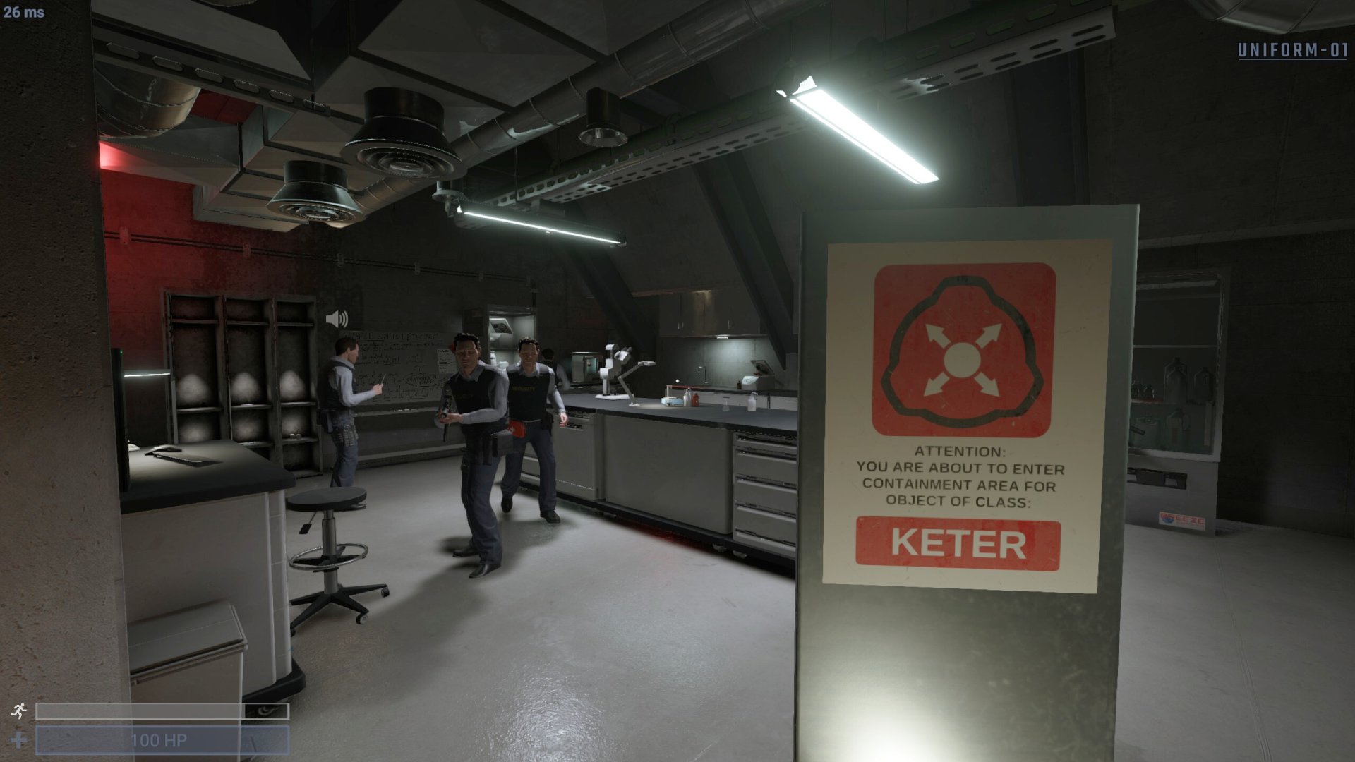 Security guards in a lab
