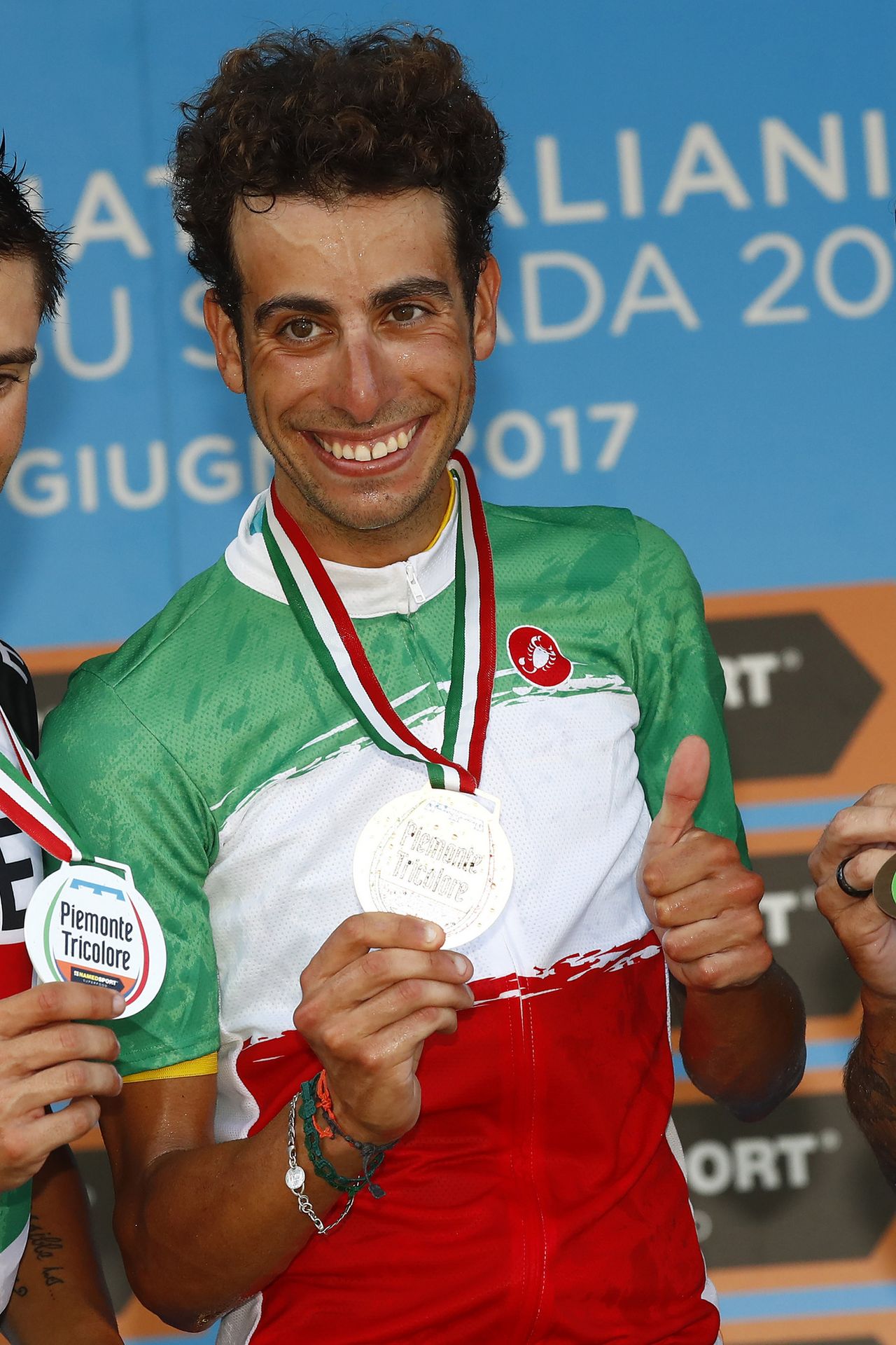 Fabio Aru all smiles in the tricolore