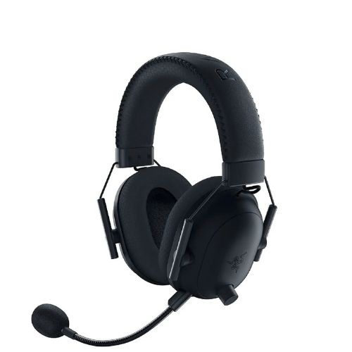 The Razer BlackShark V2 Pro in black in front of a white background