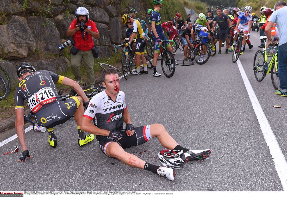 Markel Irizar (Trek Segafredo) crashed out of the Vuelta on stage 10