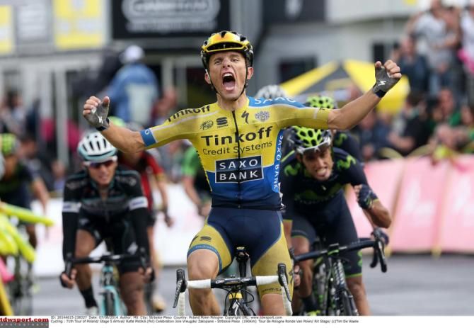 When it rains it pours for Rafal Majka (Tinkoff-Saxo) who won stage 5