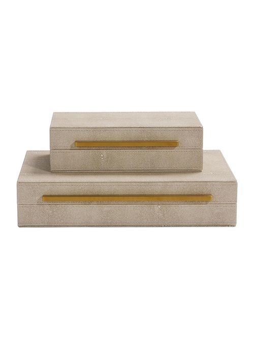 Ivory Shagreen Leather with Brushed Brass Boxes&nbsp;&nbsp;