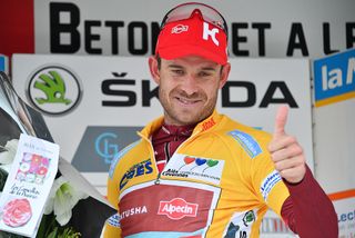 Alexander Kristoff on the podium after winning stage 2 at Etoile de Besseges