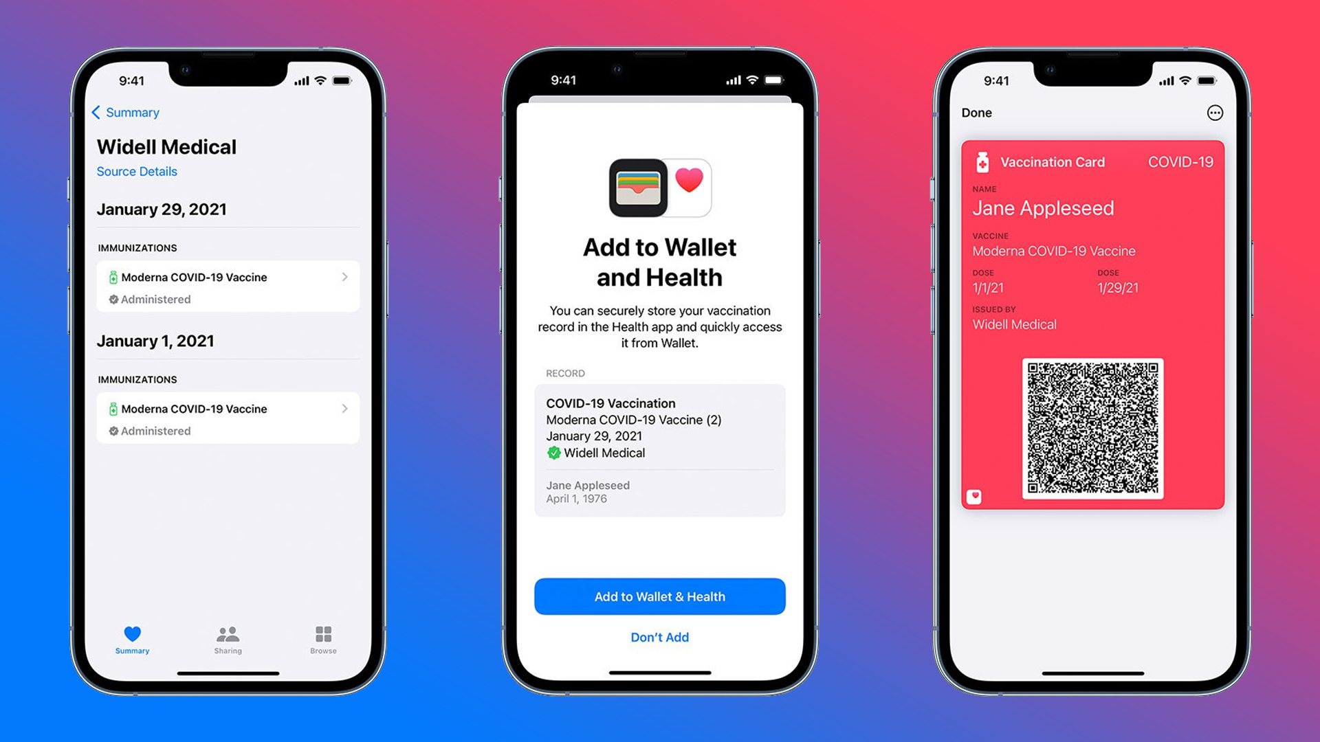 Three stages off adding the vaccine pass to Apple Wallet.