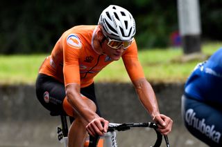 LEUVEN BELGIUM SEPTEMBER 26 Mathieu Van Der Poel of The Netherlands competes during the 94th UCI Road World Championships 2021 Men Elite Road Race a 2683km race from Antwerp to Leuven flanders2021 on September 26 2021 in Leuven Belgium Photo by Kristof Ramon PoolGetty Images