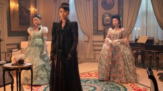 Isabella Wei, Katie Leung, Michelle Mao in Bridgerton Season 4.