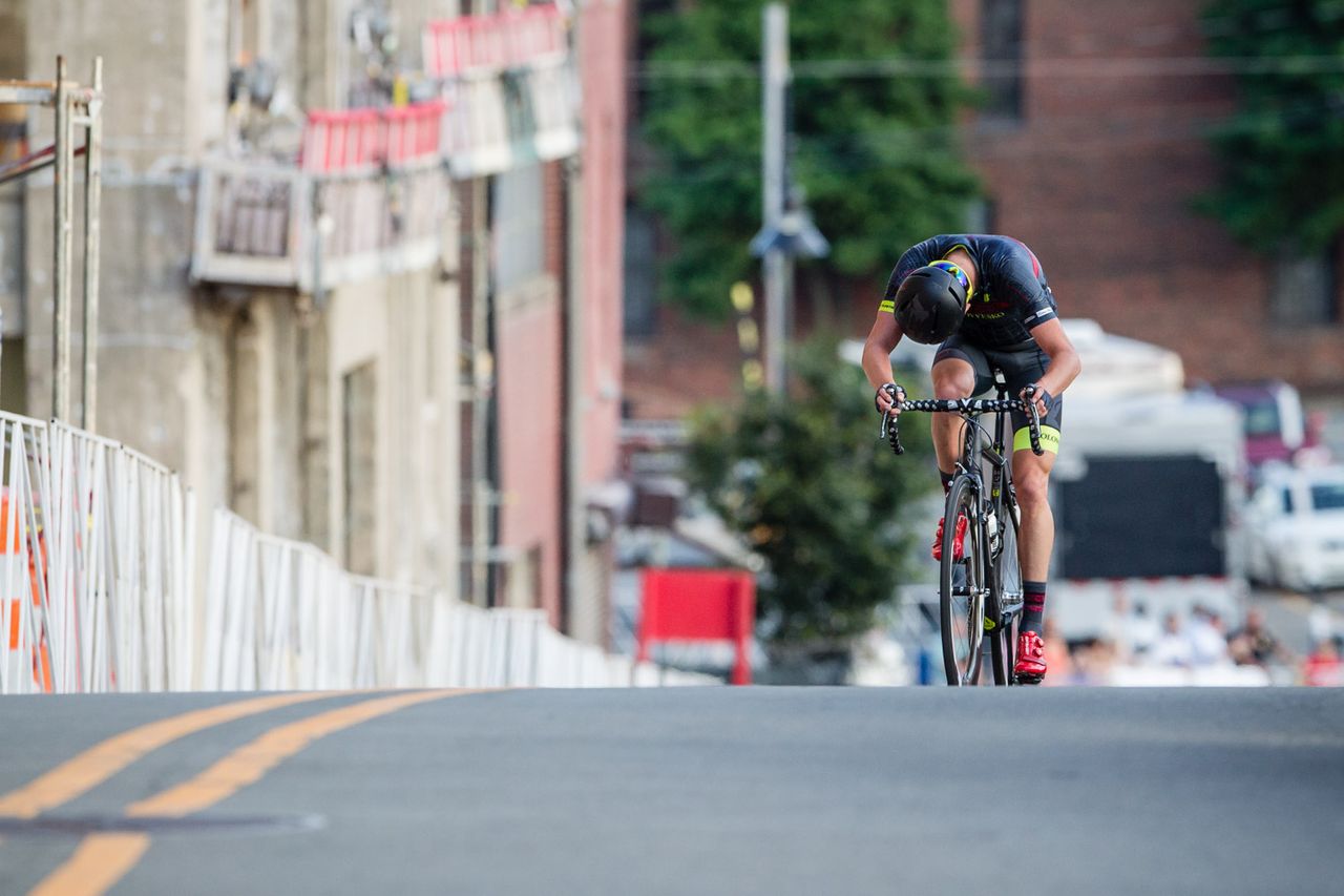 A Hincapie rider tries to sneak off the front.