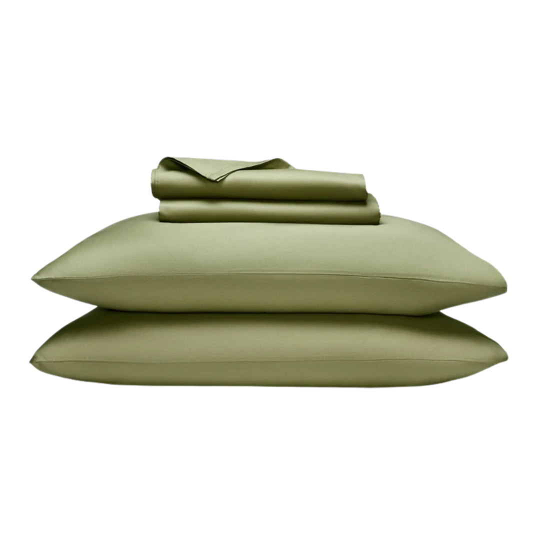 Brooklinen, Luxe Sateen Core Sheet Set in Fresh Moss
