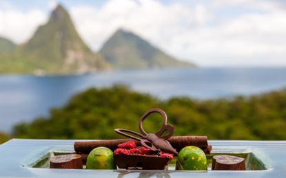 The chocolate nightcap dessert outside at Jade Mountain Resort in St. Lucia