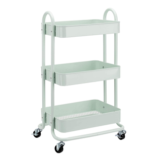 A mint green three-tier rolling cart from Amazon